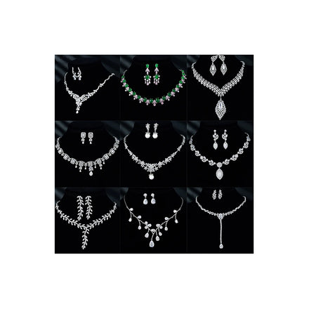 Luxury Sparkling New Necklace Jewelry 3A Zircon Earrings Necklace Dress Wedding Bridal Jewelry Set