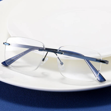 MS 81021 New Men's Frameless Flat Glasses Fashionable Temperament Optical Glasses Customized Logo