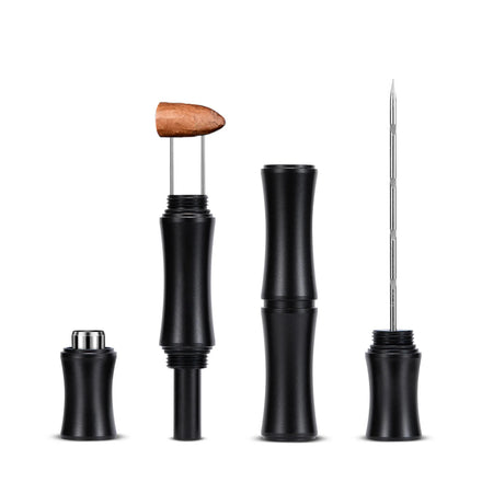 CIGARLOONG 4 in 1 Cigar Draw Tool Double-size Cigar Needle 1 Piece Multifunctional Classic Style Bamboo Punch Drill Accessories