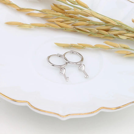 Genuine S925 Sterling Silver Jewelry Drop Earrings Designer Key Earrings for Women