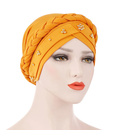 European and American Spring and Autumn Style Baotou Hat Milk Silk Monochrome Beaded Headband Hat Whip Headband Hat