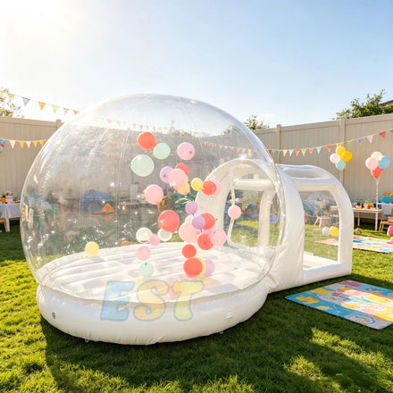 Commercial Transparent PVC Inflatable Bubble House With Balloons Kids Outdoor Party Inflatable Bubble Tent With Bouncy Bottom