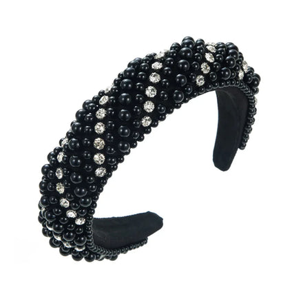 Bling Party Rhinestone Pearl Headbands Baroque Glitter Women's Crystal Padded Hairbands