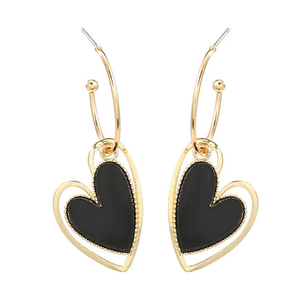 JL18574 European and American New Alloy Oil Dropping Earrings Love Shaped Earrings for Girls Korean Edition Jewelry