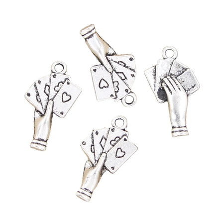 Charms Poker Playing Cards Hand 25x12mm Handmade Making FitVintage Tibetan Silver Color PendantsDIY for Bracelet Necklace