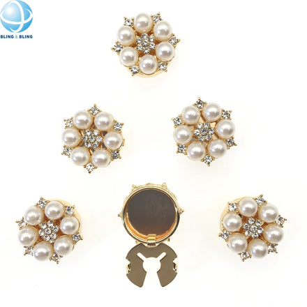 Support Custom Shirt Button Covers Cufflinks No Sew Garments Jewel Crystal Pearls Button Covers Clip on Sleeve