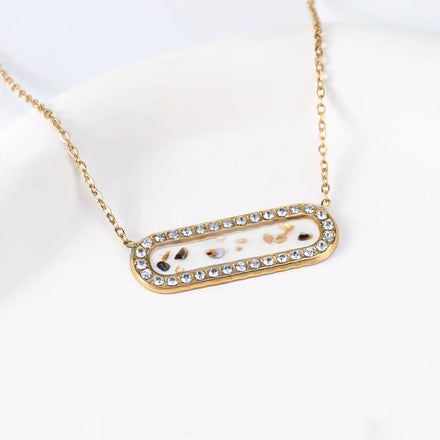 18k Gold High Grade Jewelry Geometry Shell Piece Crystal Zircon Clavicle Chain Stainless Steel Pendant Necklace