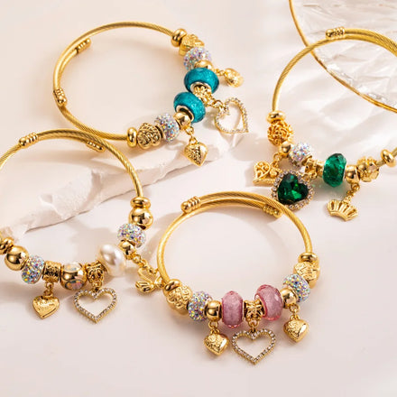 High Quality Crystal Bracelet Elegant Heart Pendant Bracelets Adjustable Bangle Bracelet for Women