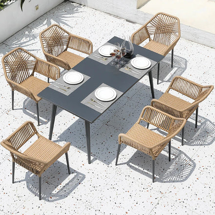Contemporary Modern Fashionable Outdoor Rattan Furniture Coffee Shop & Restaurant Tables Chairs for Garden Staircase Villa