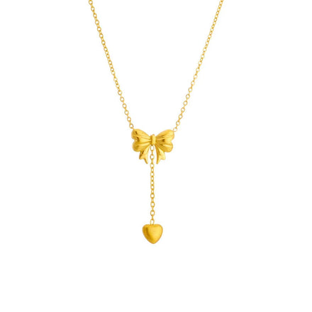 Fashion Chain 18k Gold Plated Butterfly Love Heart Pendant Jewelry Elegant Designs Stainless Steel Necklace Wholesale