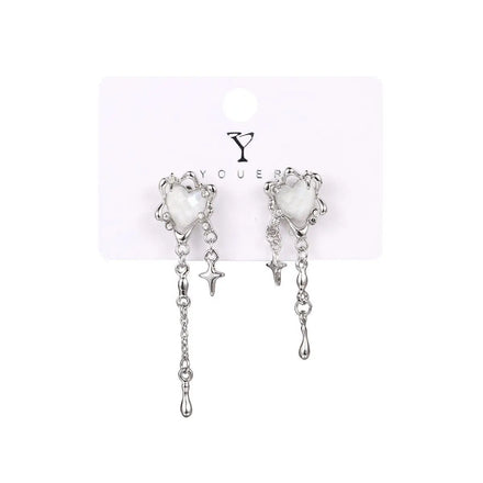 Lateefah 2024 Ornate Fashion Jewelry Starry Sky Star Tears Pendant Alloy Heart Stone Earrings