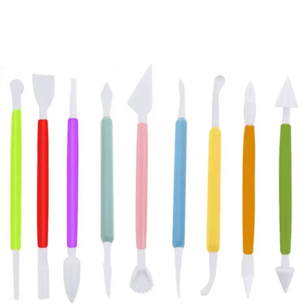 Wholesale Eco-Friendly Plastic Fondant Cake Decorating Tool Set with 9-Piece Sculpting Knife Drill Pen Ball Stick Paintbrush