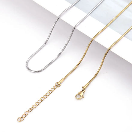 0.9mm 1.2mm 1.5mm 2.0mm 2.4mm 3.2mm Snake Chain Silver Stainless Steel Mens Necklace Rounded Snake Chain Choker Necklace