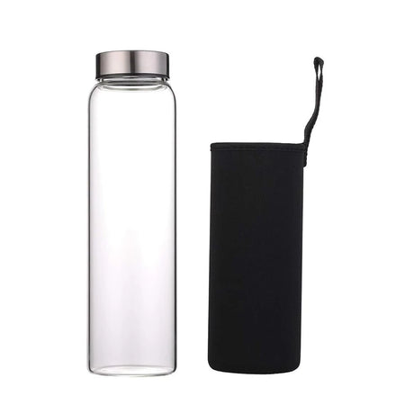 16Oz Transparent High Borosilicate Glass Water Bottle With Stainless Steel Lid Low Moq