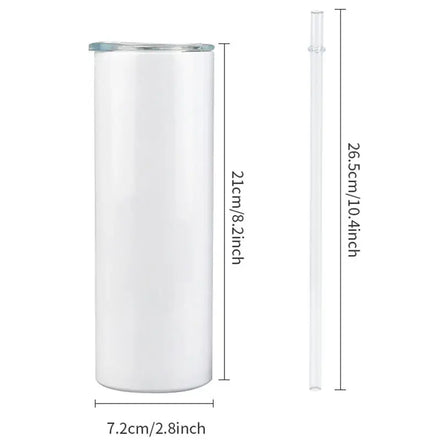 USA 20oz Stainless Steel Insulated Tumbler China Ca Warehouse White Skinny Straight Sublimation Blank 20 oz Straw Glasses