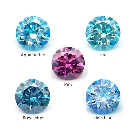 LONGYING Diamond 1ct 2ct Classic Round Brilliant Cut Bule Loose Moissanite Stone