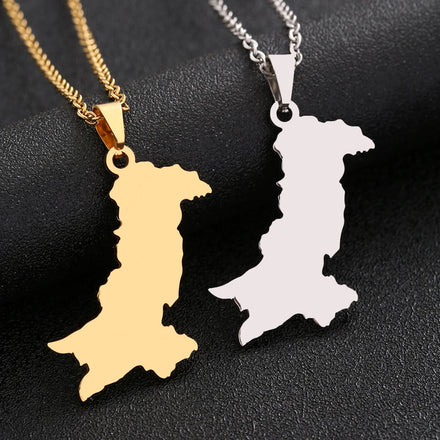 Manufacturer Pakistan Map Chain Necklaces Enameled Stainless Steel 18K Gold Plated Enamel Pakistan Flag Map Pendant Necklace