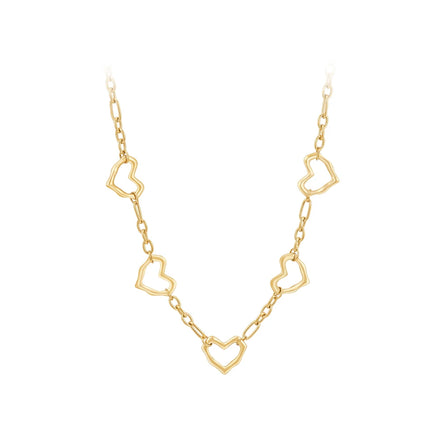 PVD 18K Gold Plated Stainless Steel Jewelry Sets Irregular Love Heart Charms Chain Trendy for Women Party Necklace P243435