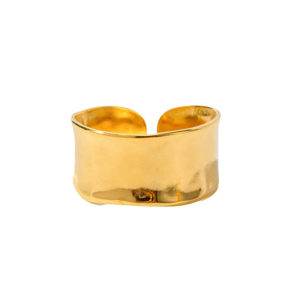 SC Trendy Vintage Adjustable Gold Plated Ring Casual Adjustable Ring Fashion Minimalist Stainless Steel Rings for Women Girls