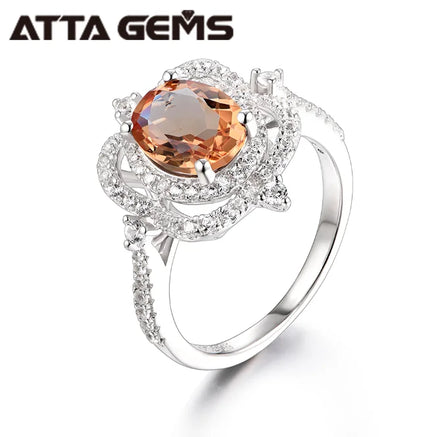 ATTA Fine Jewelry Ring 9*7mm Oval Shape Created Diaspore Stones Color Change Diamond 925 Sterling Silver Jewelry