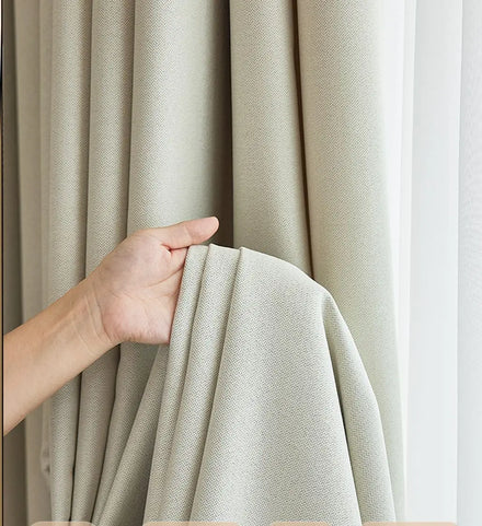 2.80m Factory Supply Drapely Two Side Linen Style Soundproof Blackout Curtain Fabric Window Treatments