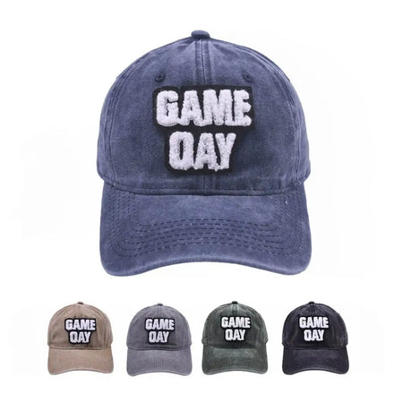 Custom Applique Chenille logo Fits Most Adjustable Hat Game Day Washed Cotton Dad Hat Baseball Cap for Men
