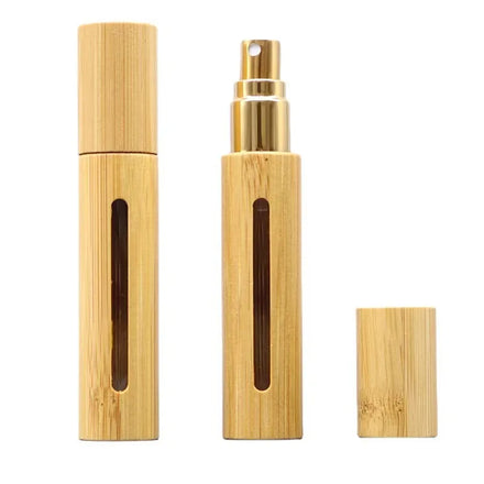 Wholesales Perfume Essential Oil 5ml 10ml Bamboo Spray Perfume Bottle Cosmetic Glass Personal Care Screw Cap Cute Cosmetic Box