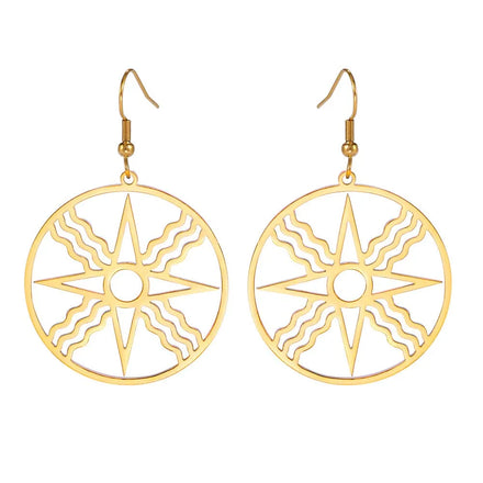 Mesopotamia Assyrian Star Earrings PVD Gold Plated Earrings Stainless Steel Earring Accessories Jewelry