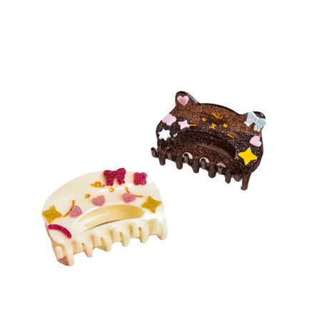 HONEY New Cute Sparkling Cat and Dog Acrylic Grab Clip for Hair Accessories