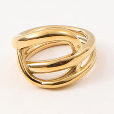New Arrivals Women Dainty Minimalist Fashion Knuckle Jewelry 18k Gold Plated Stainless Steel Abstract Line Shape Ring