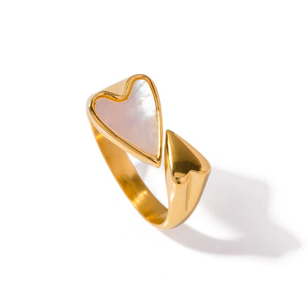 SC Trendy Daily Adjustable Stainless Steel Rings Refreshing Modern Shell Ring Cute Heart Ring for Women Girls