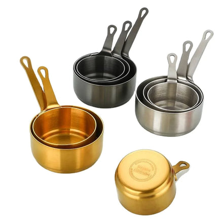 Wholesale 3-Piece 304 Stainless Steel Measuring Cup Set Gold Mini Sauce Pot with Handle for Baking & Cooking