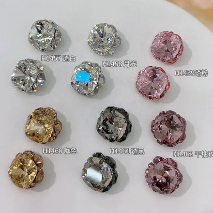 Paso Sico Luxury Japanese 3D Nail Diamond Bulk 10mm Cushion Crystal Glass Stone High Quality Rhinestone Women Nail Decoration