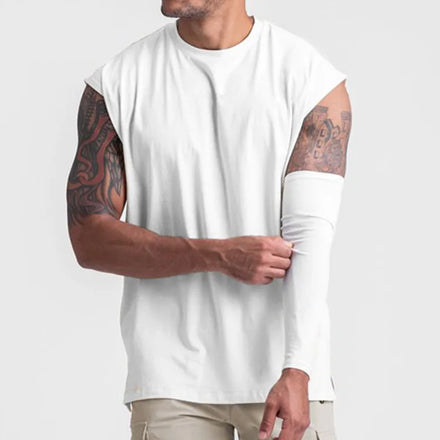 Fitness 95% Cotton Patchwork Men's Gym Tank Top Sleeveless Shoulders Men's T-Shirts