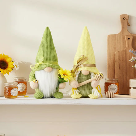 Handmade Tiered Tray Decorations Gifts Dolls Spring Summer Holiday Ornaments Bumble Bee Gnome Plush for Home
