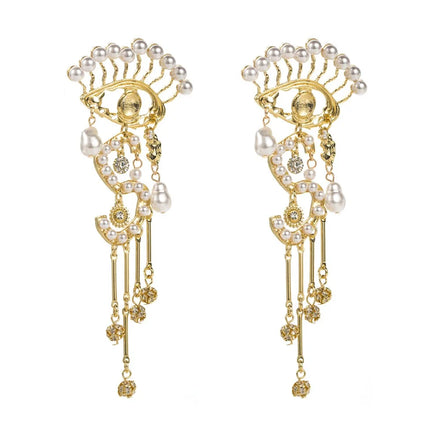Newest Retro Vintage Alloy Silver Earrings Creative Design Long Ears Decoration Women's Jewelry Party Banquet Shinny Earrings