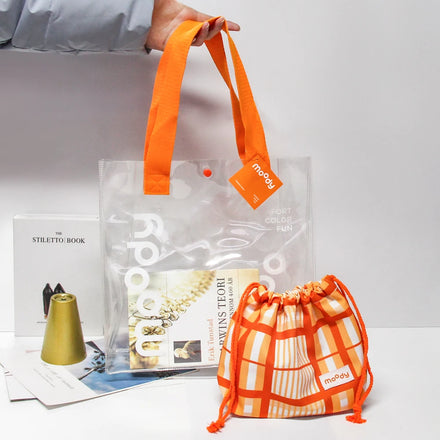 Plastic Tote Shopping Bag Geometric Pattern PVC Transparent Duffle Bag with Logo Zipper Beach Hand Bag