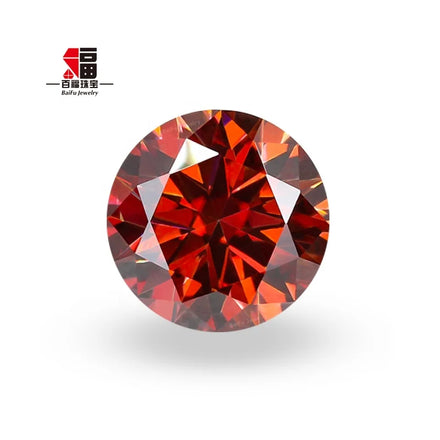 Baifu Jewelry Wholesale Price Top Quality Loose Round Red Garnet Moissanite