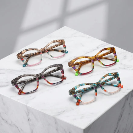 New Arrivals Wholesale Anti-blue Light Eyeglasses 2024 Fashion Thick Colorful Transparent Acetate Frame Custom Glasses