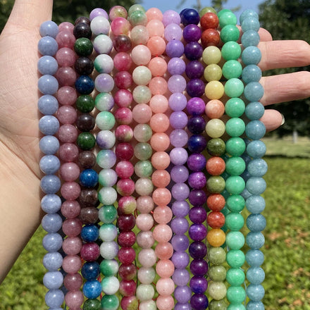 6/8/10/12mm Hot Natural Stone Round Beads Tourmaline Amazonite Loose Beads Jewelry Making DIY Bracelet Necklace 15inch