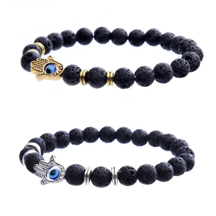 Hot Selling Trendy Bracelets & Bangles Fashionable Fatima Bracelet Buddha Bead Volcano Stone Eye Pearl Diamond Main Stones Gift