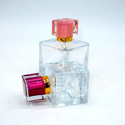 50 ml 100 ml Clear Glass Perfume Bottle with Dazzling Jelly Lid and Pressing Nozzle