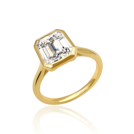 Sample 14k Real Gold Ring with 1.5ct Moissanite Emerald Cut Classic Unisex Style OEM ODM D/VVS AU585
