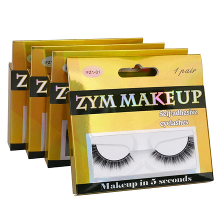 1 Pair Self-adhesive No-glue One-touch Easy-to-wear Natural-looking Sharpened False Eyelashes for a Full Natural Glam Look