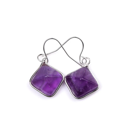 Statement Tiger Eye Rose Quartz Amethyst Natural Stone Healing Crystal Pyramid Earring