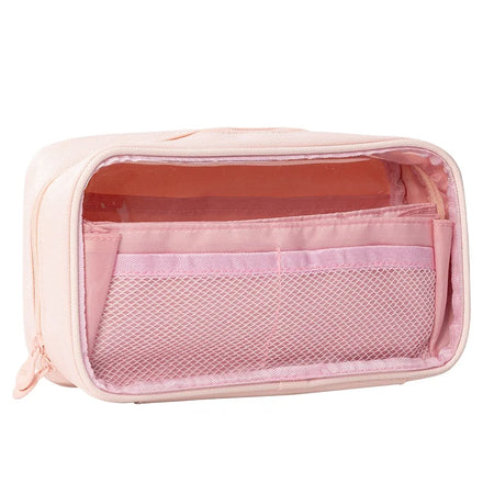Deli BC295 pink Pencil Pouch Waterproof Transparent Large Capacity Girls Multi-purpose Stationery Bag 96pcs Per Carton Set