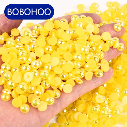 BOBOHOO Factory Direct 2-12mm ABS Pearl Half Round Beads Plastic Rhinestones Flatback Beads Shoes Nail Art Bags Garments Phones