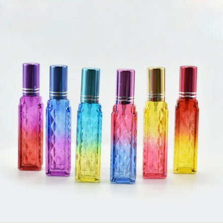 12ml Gradient Colored Glass Rectangle Perfume Bottle Screw Cap Screen Printing Portable Pocket Mini Car Spray Bottle Reed