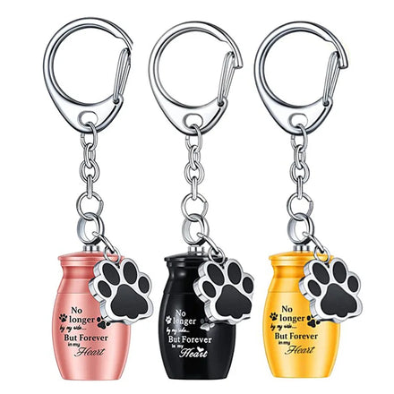 Custom Waterproof Pet Urn Key Chains Pet Cremation Jewelry Paw Urn Pendant Dog Ashes Keepsake Stainless Steel Puppy Pet Caskets