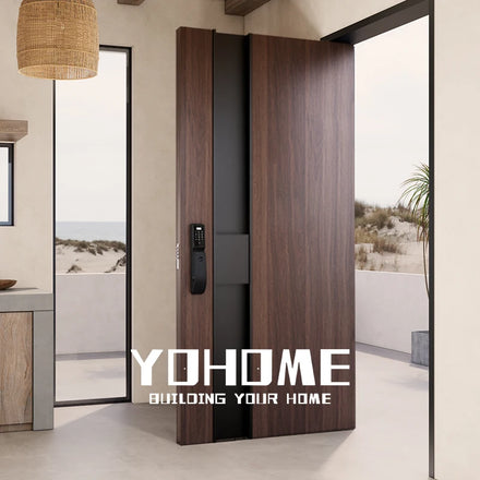 Turkish Luxury Exterior Wood Doors for House Villa Outside Main Pivot Doors Modern Entry Solid Wood Door Designs